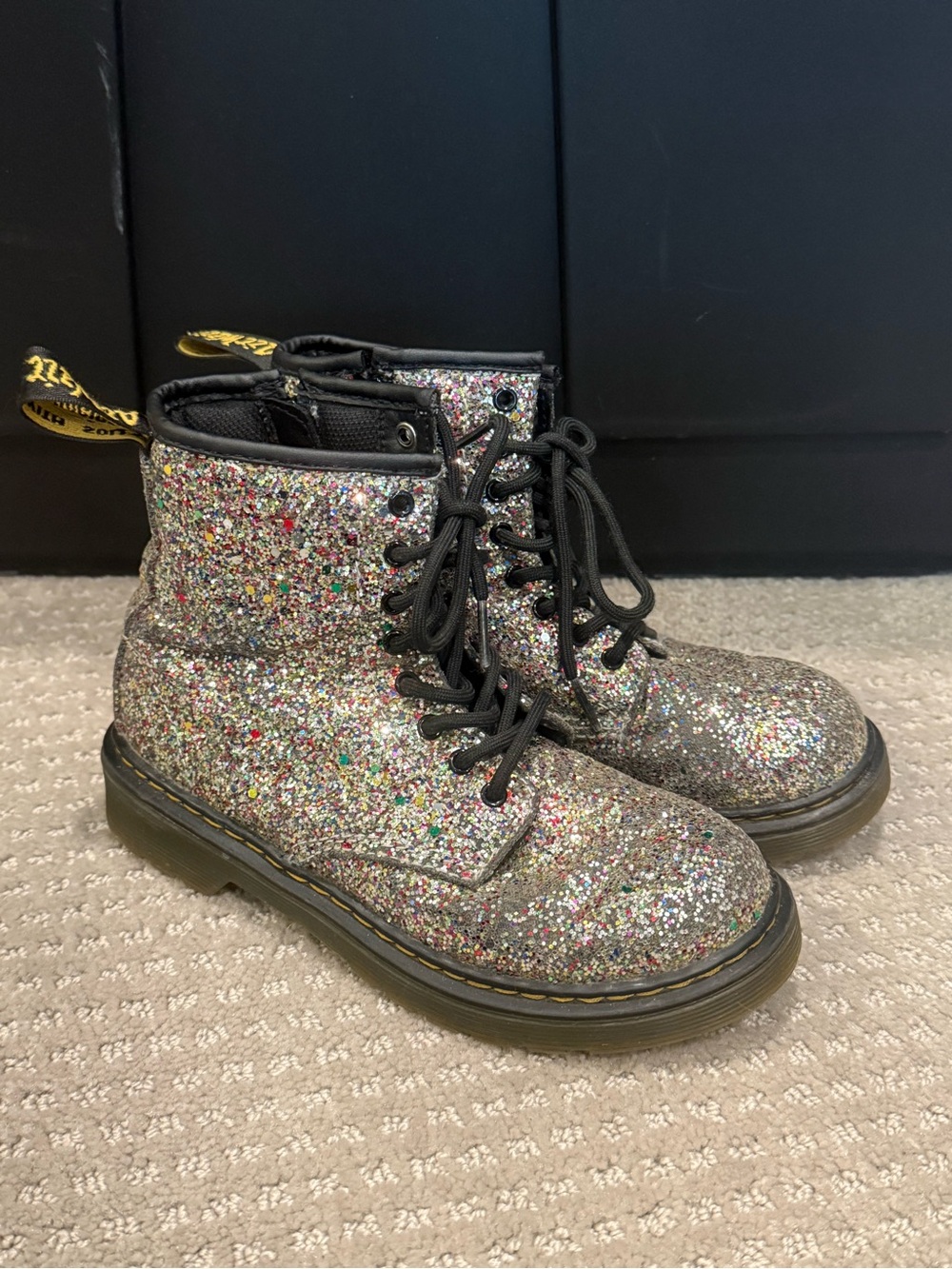 Girls Size 2 Dr. Martens Glitter Zip Boots